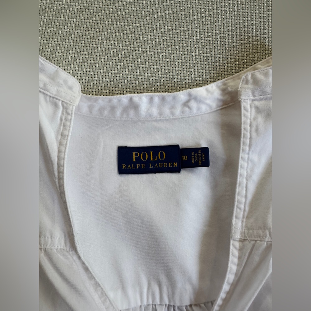 Polo Ralph Lauren White Cotton Blouse Size 10 - Picture 6 of 10